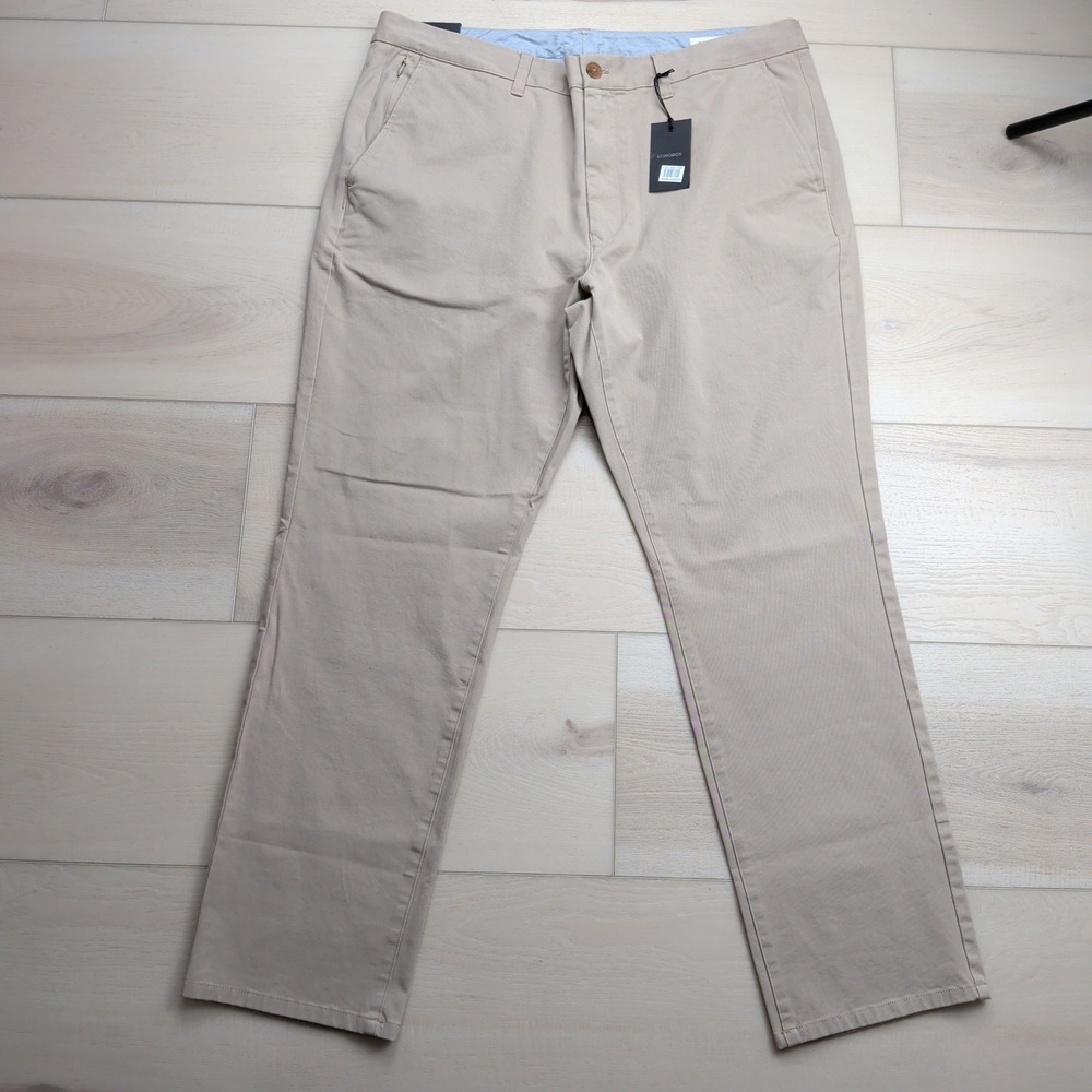 NEW Bonobos The Khakis Slim Fit 4-Way Stretch Pants Mens 38x30 Flat Front Beige